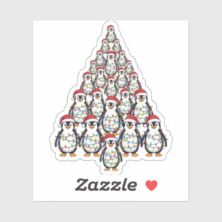 Pinguin-Weihnachtsbaum-Santa-Hut Weihnachtsbeleuch Aufkleber