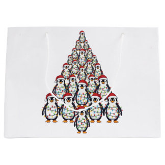 Pinguin-Weihnachtsbaum-Santa-Hut-Weihnachtsbeleuch Große Geschenktüte