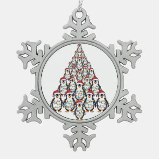 Pinguin-Weihnachtsbaum-Santa-Hut Weihnachtsbeleuch Schneeflocken Zinn-Ornament