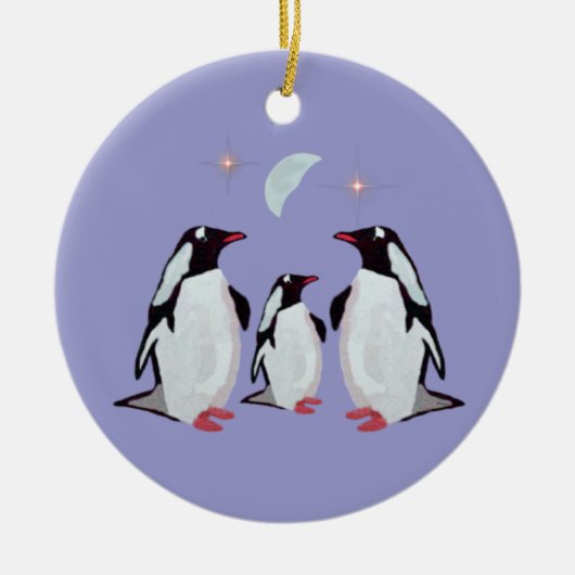 Pinguin-Weihnachtsfamilien-Verzierungen Keramik Ornament (Vorne)