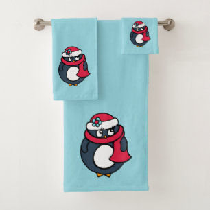 Pinguin-Weihnachtshandtuch-Set Badhandtuch Set