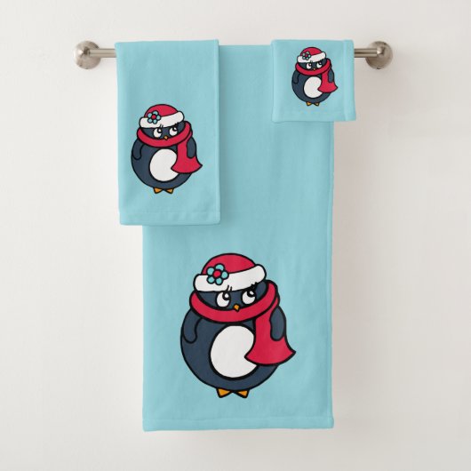 Pinguin-Weihnachtshandtuch-Set  Badhandtuch Set (Insitu)