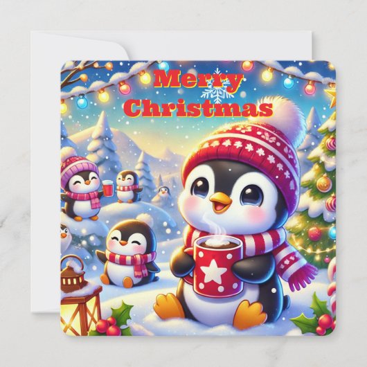 Pinguin-Weihnachtskarte Feiertagskarte (Vorderseite)