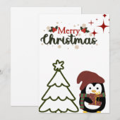 Pinguin-Weihnachtskarte Feiertagskarte (Vorne/Hinten)
