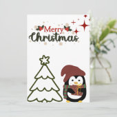 Pinguin-Weihnachtskarte Feiertagskarte (Stehend Vorderseite)