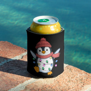 Pinguin Weihnachtsmann Lichter Weihnachten Pinguin Dosenkühler