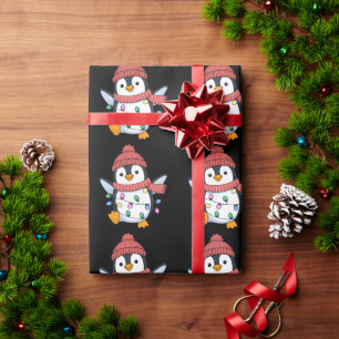 Pinguin Weihnachtsmann Lichter Weihnachten Pinguin Geschenkpapier