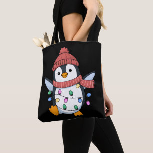 Pinguin Weihnachtsmann Lichter Weihnachten Pinguin Tasche