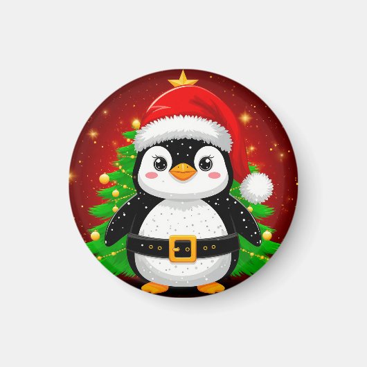 🐧 Pinguin Weihnachtsmann Weihnachtsbaum Feiertags Magnet (Vorne)