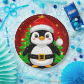 🐧 Pinguin Weihnachtsmann Weihnachtsbaum Feiertags Pappteller (Party)