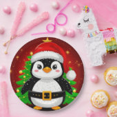 🐧 Pinguin Weihnachtsmann Weihnachtsbaum Feiertags Pappteller (Party)