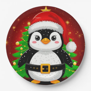 🐧 Pinguin Weihnachtsmann Weihnachtsbaum Feiertags Pappteller