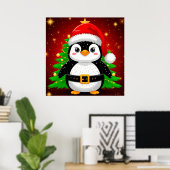 🐧 Pinguin Weihnachtsmann Weihnachtsbaum Feiertags Poster (Heimbüro)