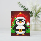 🐧 Pinguin Weihnachtsmann Weihnachtsbaum Feiertags Postkarte (Stehend Vorderseite)