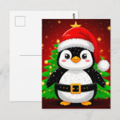 🐧 Pinguin Weihnachtsmann Weihnachtsbaum Feiertags Postkarte (Vorne/Hinten)