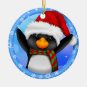 Pinguin Weihnachtsmannmütze Jahr Keramik Keramik Ornament (Vorne)