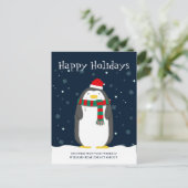 Pinguin Weihnachtsmannmütze Weihnachten Unternehme Postkarte (Stehend Vorderseite)