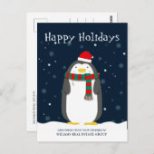 Pinguin Weihnachtsmannmütze Weihnachten Unternehme Postkarte (Vorne/Hinten)
