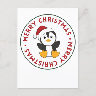 Pinguin-Weihnachtsschnee-Wintertiere Pinguine Feiertagspostkarte
