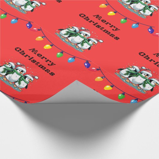 Pinguin Weihnachtsverpackungspapier Geschenkpapier (Ecke)