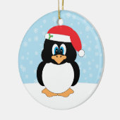 Pinguin-Weihnachtsverzierung Keramik Ornament (Links)