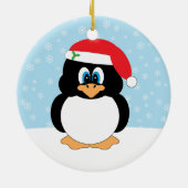 Pinguin-Weihnachtsverzierung Keramik Ornament (Hinten)