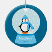 Pinguin-Weihnachtsverzierung Keramikornament (Hinten)