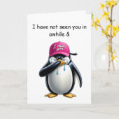 Pinguin weinen Ich vermisse deine rosa Kappe Karte (Gelbe Blume)