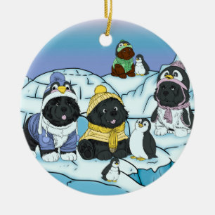 Pinguin-Welpen-Marsch Keramik Ornament
