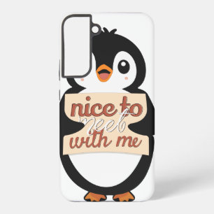 Pinguin-Willkommensschild: Schön, mich zu treffen Samsung Galaxy Hülle