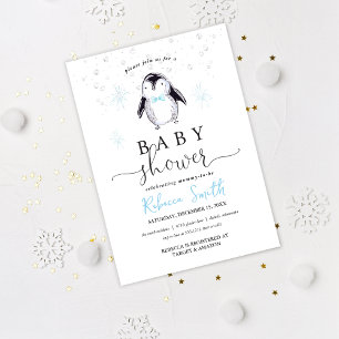 Pinguin-Winter-Baby-Shower-Einladung Einladung