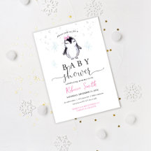 Pinguin-Winter-Baby-Shower-Einladung