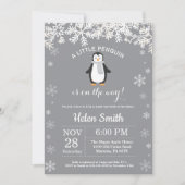 Pinguin Winter Baby Shower Snowflake Einladung (Vorderseite)