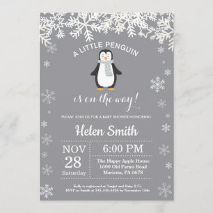 Pinguin Winter Baby Shower Snowflake Einladung