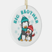 Pinguin Winter Big Brother Keramikornament (Rechts)