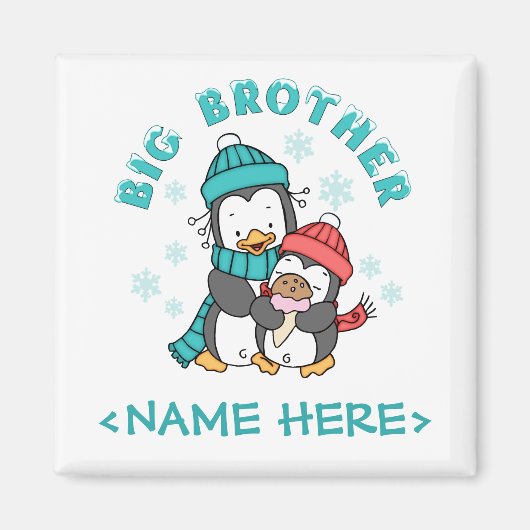 Pinguin Winter Big Brother Magnet (Vorne)