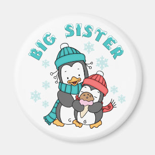 Pinguin Winter Big Sister Magnet