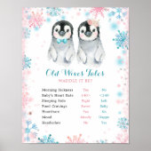 Pinguin Winter Gender Reveal Alte Ehefrauen Schild (Vorne)