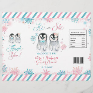 Pinguin Winter Gender Reveal Chip Bag Wrapper Flyer
