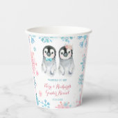 Pinguin Winter Gender Reveal Paper Cup Pappbecher (Vorderseite)