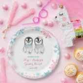 Pinguin Winter Gender Reveal Paper Plate Pappteller (Party)