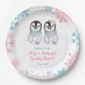 Pinguin Winter Gender Reveal Paper Plate Pappteller (Vorderseite)
