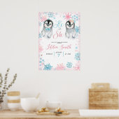 Pinguin Winter Gender Reveal Welcome Sign Card Poster (Küche)