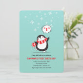 Pinguin Winter-Party Einladungen (Stehend Vorderseite)