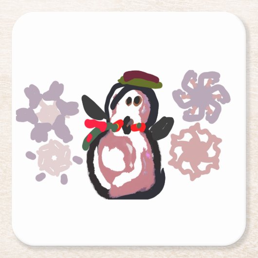Pinguin Winter Rechteckiger Pappuntersetzer (Vorderseite)
