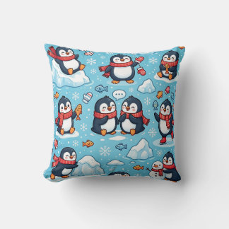 Pinguin-Winter-Schal-Wurfkissen – Arktisch süß Kissen