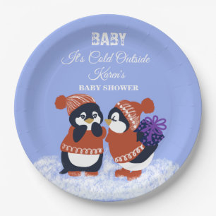 Pinguin Winter Schnee Geburtstag Baby Shower Kalt Pappteller