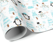 Pinguin Winter Schneemann Geschenkpapier (Rolleneckpunkt)