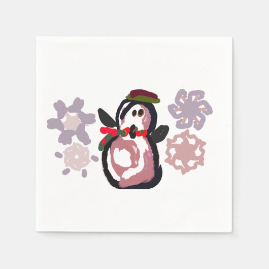 Pinguin Winter Serviette (Vorderseite)