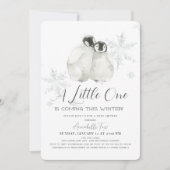 Pinguin Winter Snowflake Blue Boy Baby Dusche Einladung (Vorderseite)